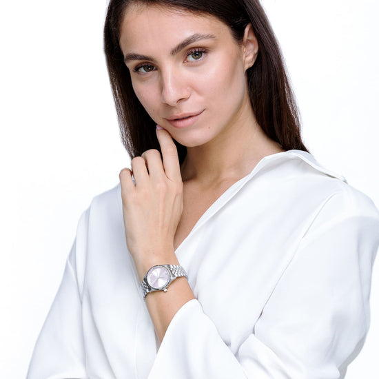 OROLOGIO DONNA CON CASSA IN ACCIAIO QUADRANTE ROSA