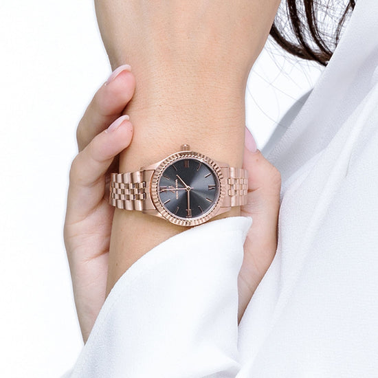 OROLOGIO DONNA CON CASSA IN ACCIAIO QUADRANTE ROSA