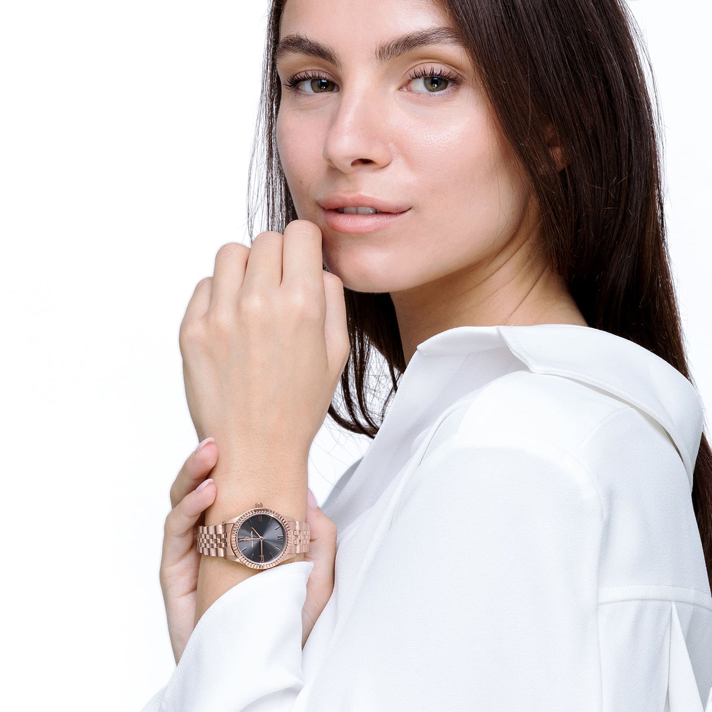 OROLOGIO DONNA CON CASSA IN ACCIAIO QUADRANTE ROSA