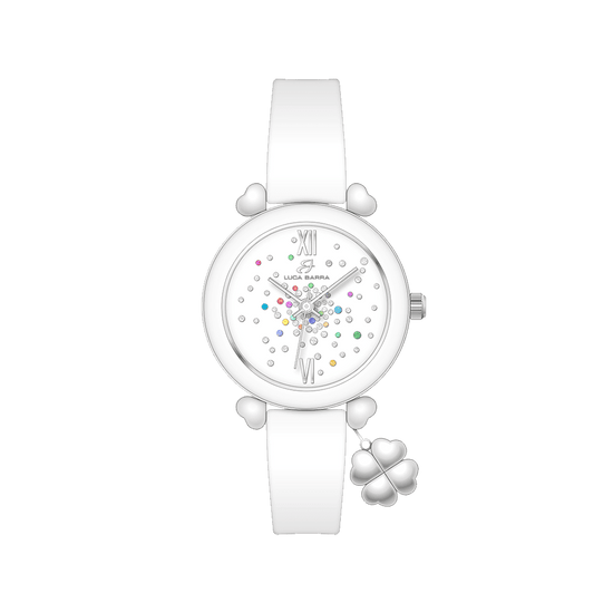 OROLOGIO DONNA IN SILICONE BIANCO E CRISTALLI MULTICOLOR Luca Barra