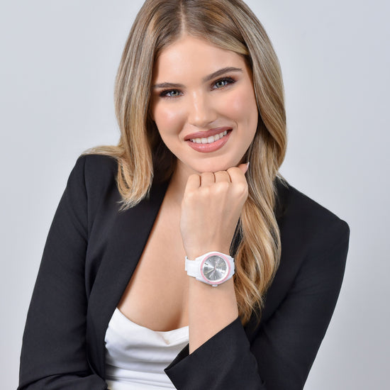 OROLOGIO DONNA IN SILICONE BIANCO E ROSA