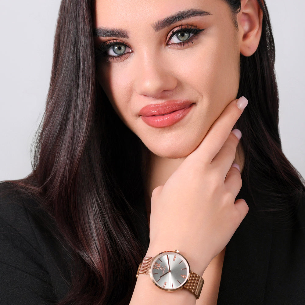 OROLOGIO DONNA IN ACCIAIO MAGLIA MILANO IP ROSE GOLD