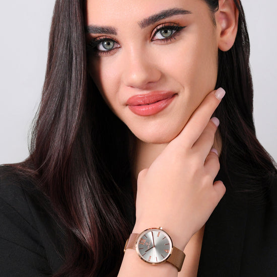 OROLOGIO DONNA IN ACCIAIO MAGLIA MILANO IP ROSE GOLD