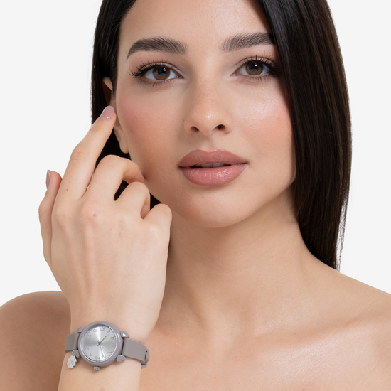 OROLOGIO DONNA GRIGIO CON CHARM QUADRIFOGLIO