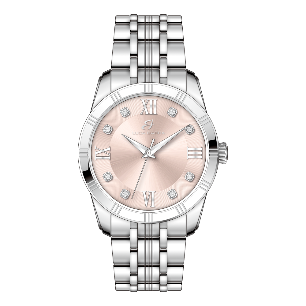 OROLOGIO DONNA IN ACCIAIO CON QUADRANTE ROSA