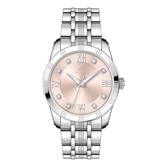 OROLOGIO DONNA IN ACCIAIO CON QUADRANTE ROSA