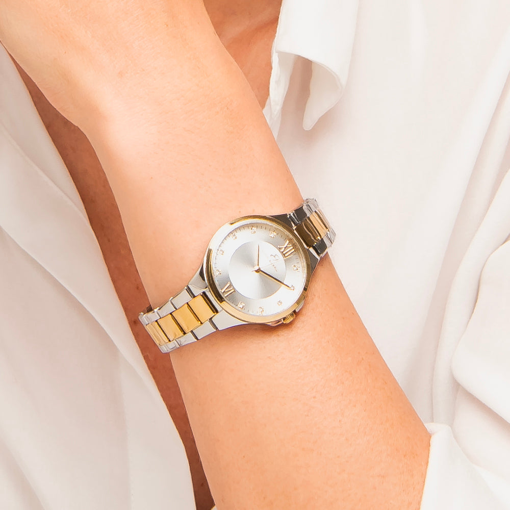 OROLOGIO DONNA IN ACCIAIO ED ACCIAIO IP GOLD CON QUADRANTE SILVER