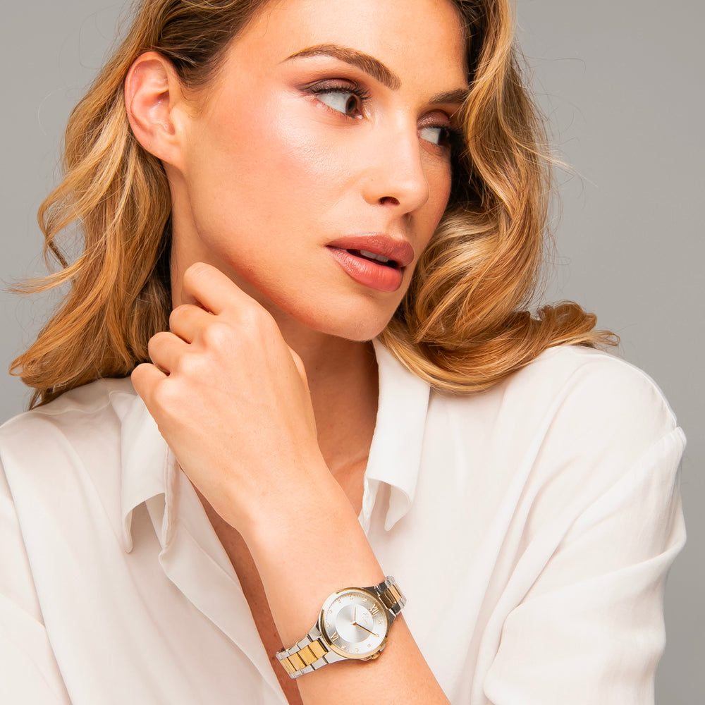 OROLOGIO DONNA IN ACCIAIO ED ACCIAIO IP GOLD CON QUADRANTE SILVER