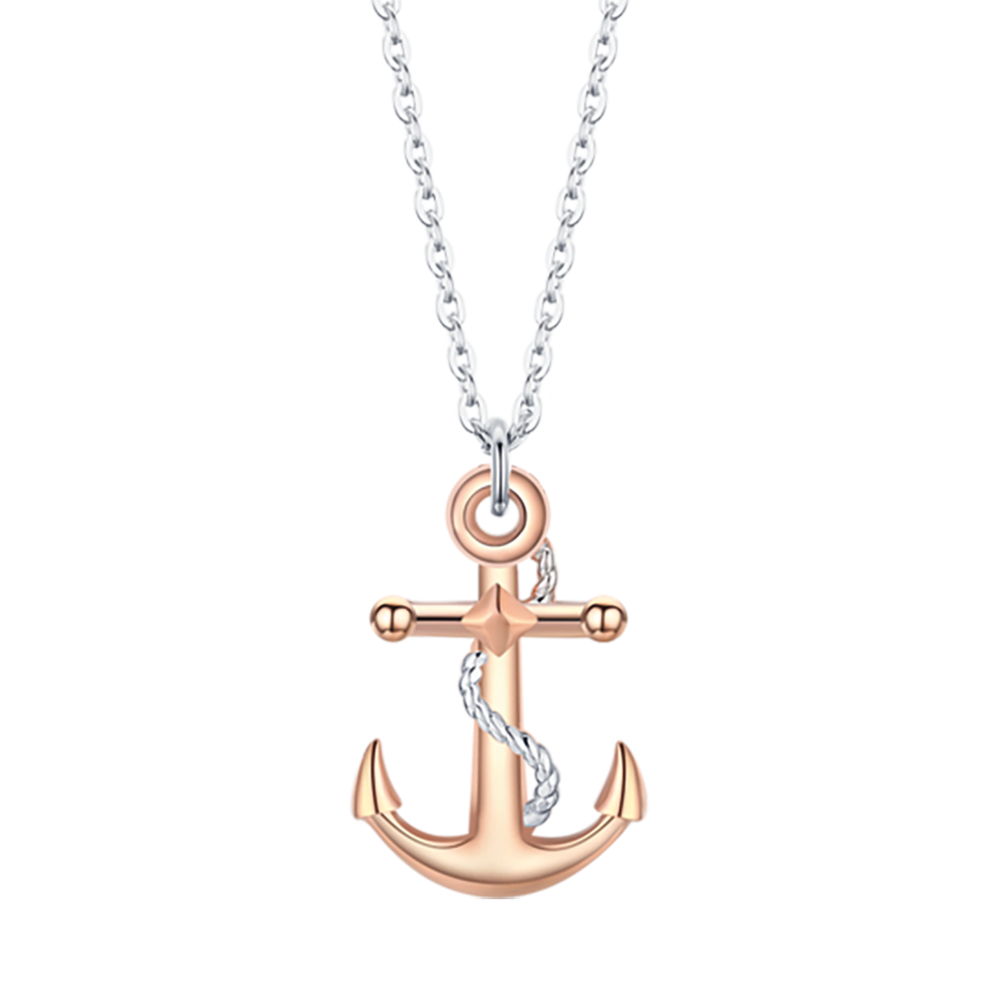 COLLANA UOMO IN ACCIAIO CON ANCORA IP ROSE ED ELEMENTI IN SILVER