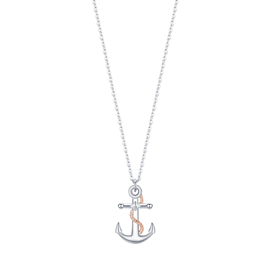 COLLANA UOMO IN ACCIAIO CON ANCORA IP ROSE ED ELEMENTI IN SILVER Luca Barra