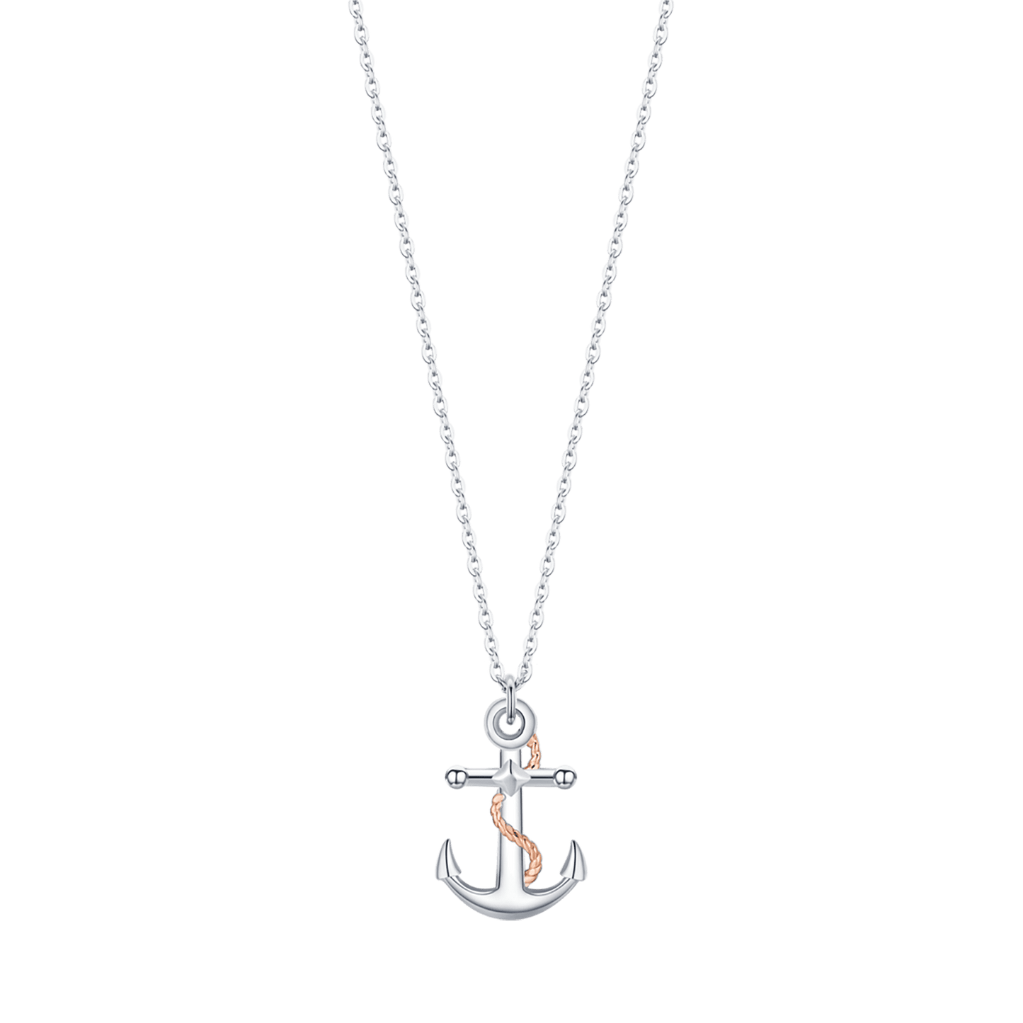 COLLANA UOMO IN ACCIAIO CON ANCORA IP ROSE ED ELEMENTI IN SILVER
