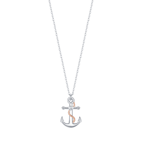 COLLANA UOMO IN ACCIAIO CON ANCORA IP ROSE ED ELEMENTI IN SILVER