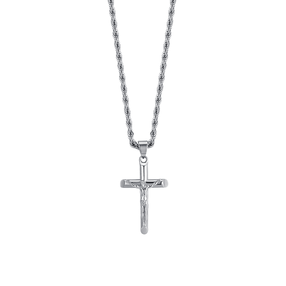 Collana Uomo Con Ciondolo Croce - Acciaio Inossidabile, Catena Corda, Regolabile - Foto 10