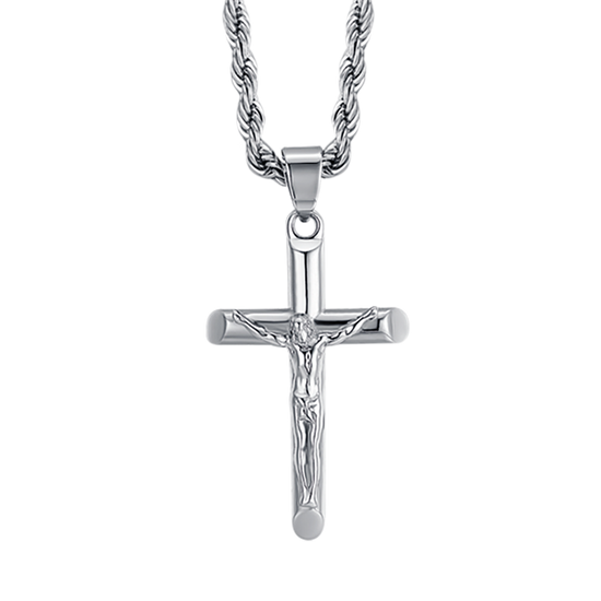 COLLANA UOMO IN ACCIAIO CON CROCIFISSO