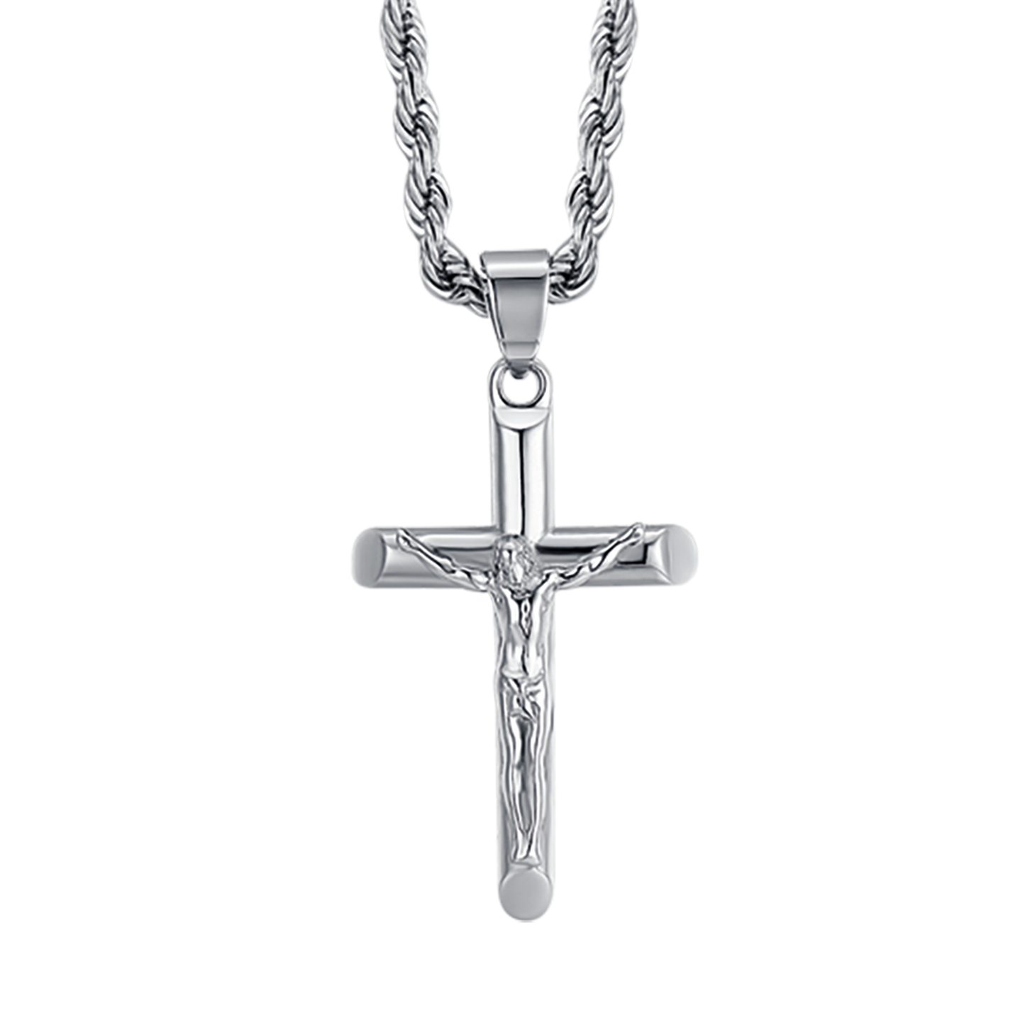 COLLANA UOMO IN ACCIAIO CON CROCIFISSO