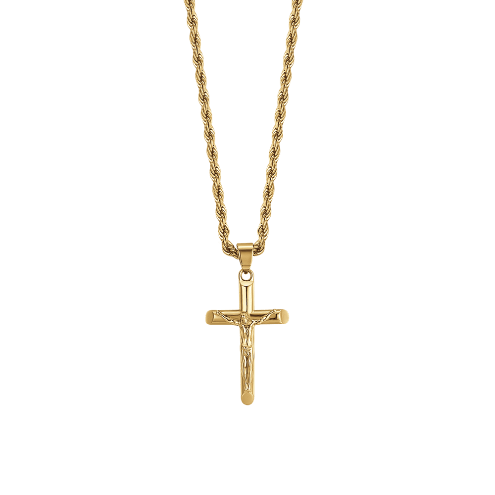 COLLANA UOMO IN ACCIAIO CON CROCIFISSO