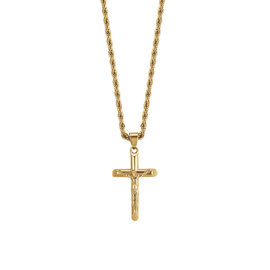 COLLANA UOMO IN ACCIAIO CON CROCIFISSO