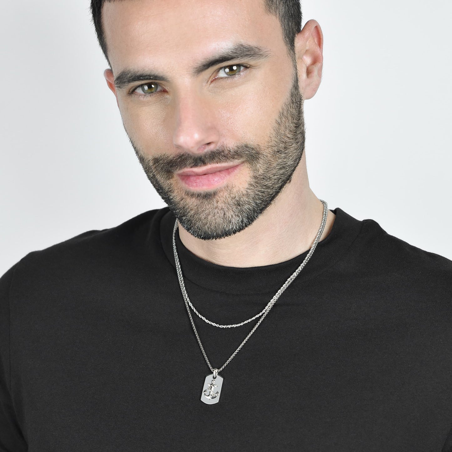 COLLANA UOMO IN ACCIAIO CON PIASTRA CON ANCORA