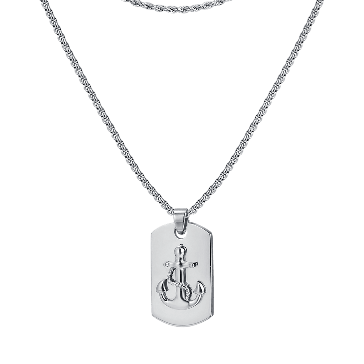 COLLANA UOMO IN ACCIAIO CON PIASTRA CON ANCORA