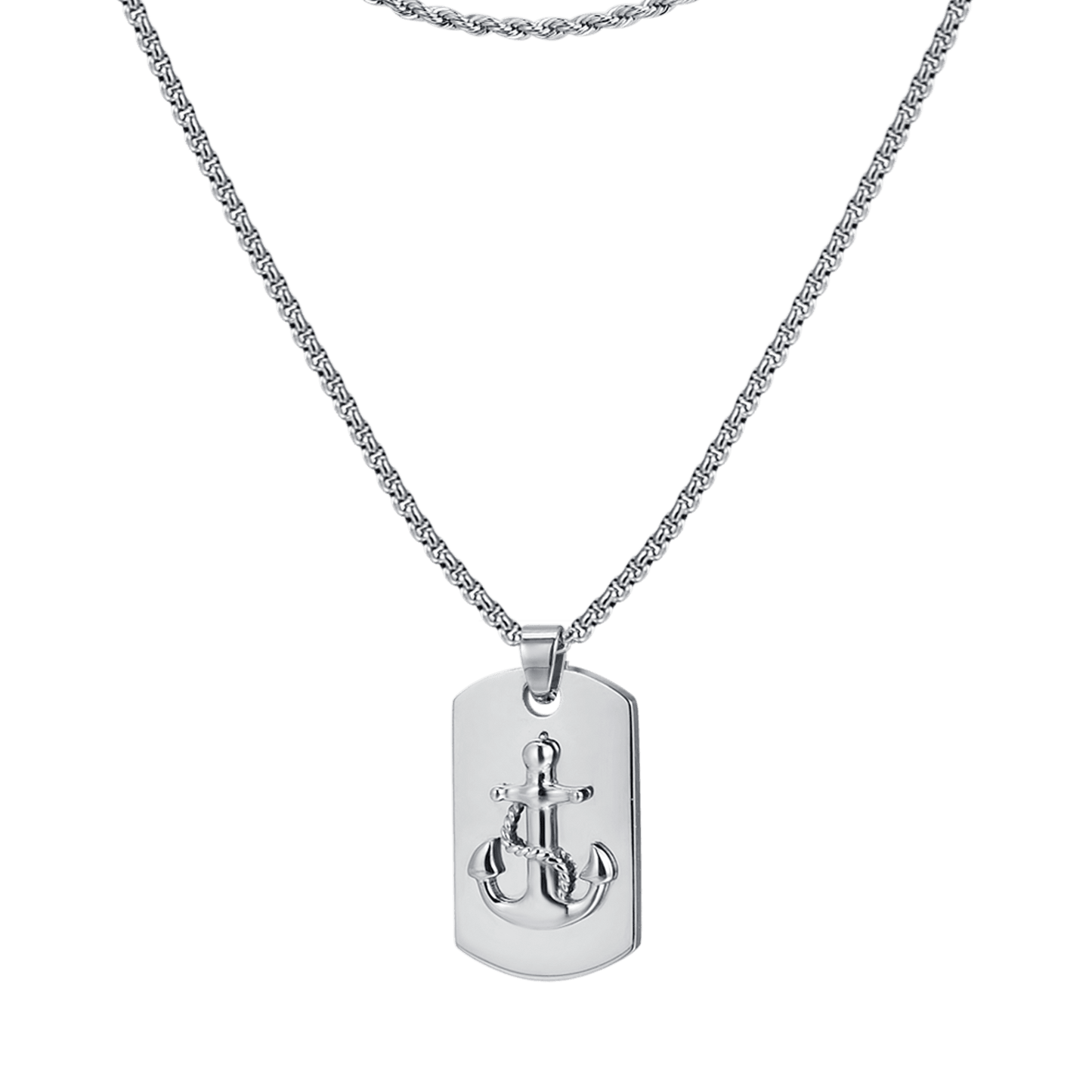 COLLANA UOMO IN ACCIAIO CON PIASTRA CON ANCORA