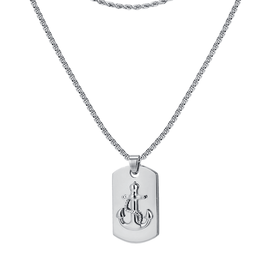 COLLANA UOMO IN ACCIAIO CON PIASTRA CON ANCORA
