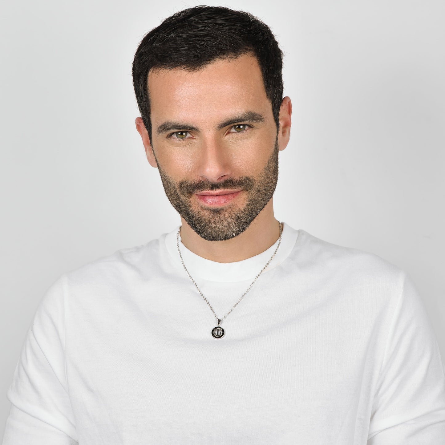 COLLANA UOMO IN ACCIAIO CON ANCORA CON SMALTO NERO