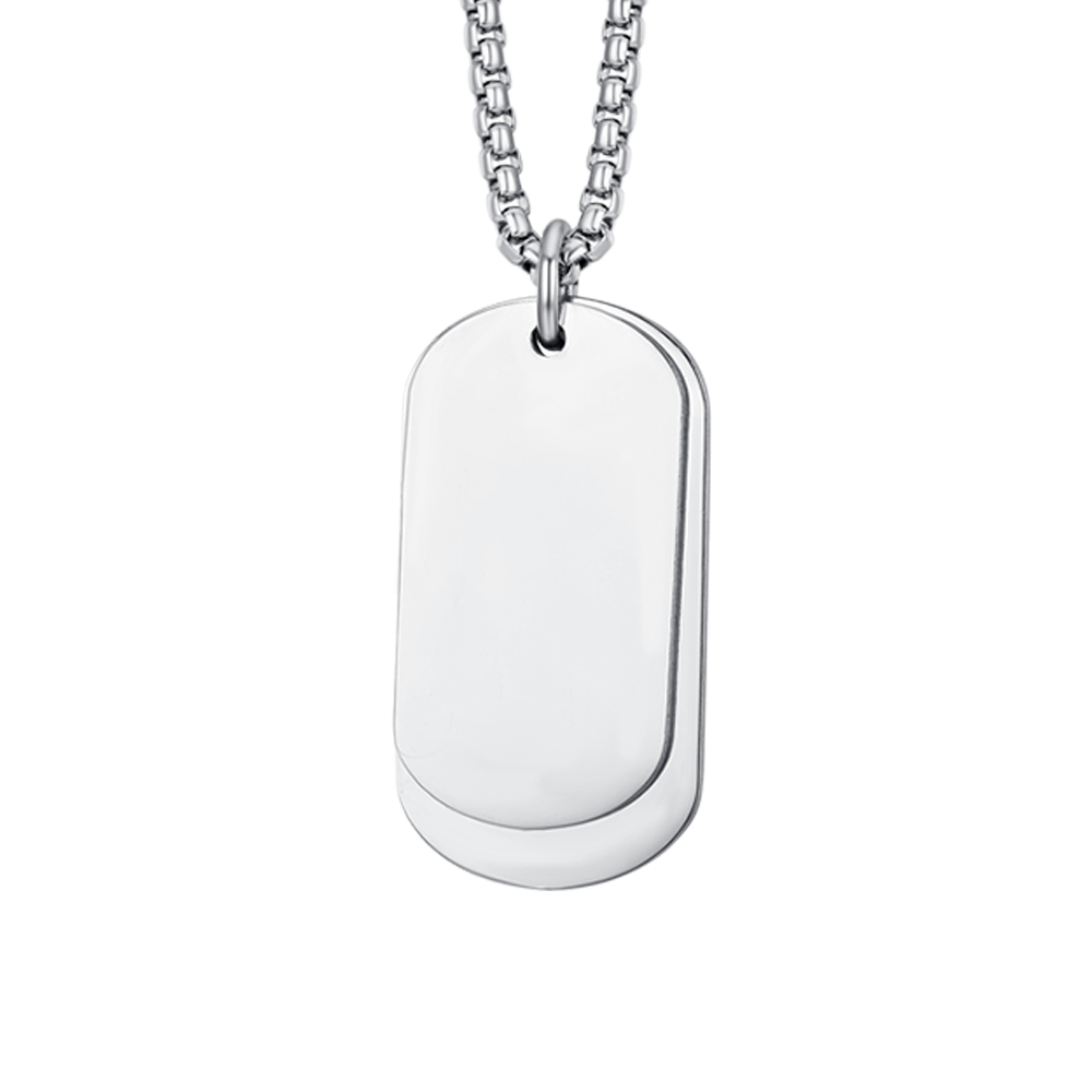 COLLANA UOMO IN ACCIAIO CON PIASTRE SILVER