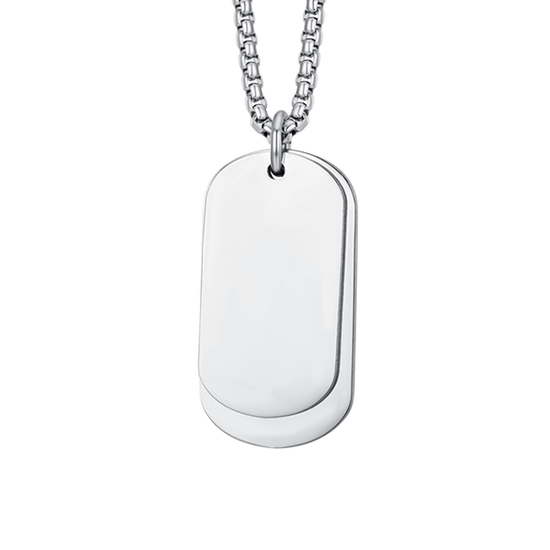 COLLANA UOMO IN ACCIAIO CON PIASTRE SILVER