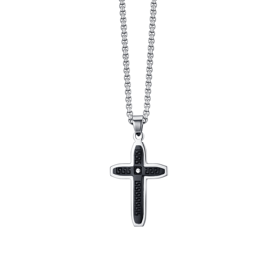 JewelryWe Gioielli Collana da Uomo con Pendente Ciondolo Croce in JewelryWe Gioielli Collana da Uomo con Pendente Ciondolo Croce in