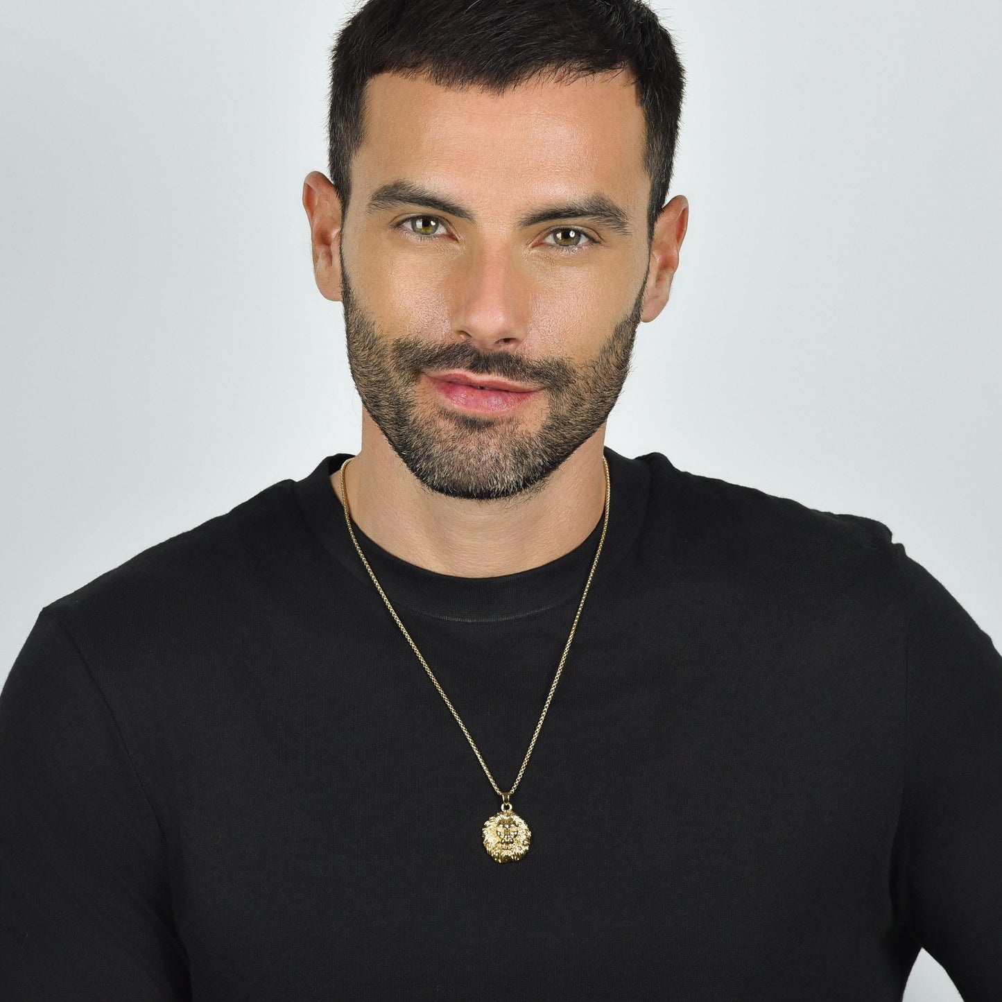 COLLANA UOMO IN ACCIAIO IP GOLD TESTA DI LEONE