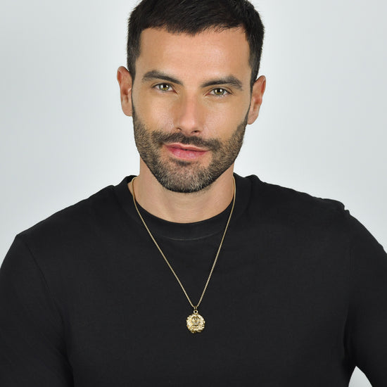 COLLANA UOMO IN ACCIAIO IP GOLD TESTA DI LEONE