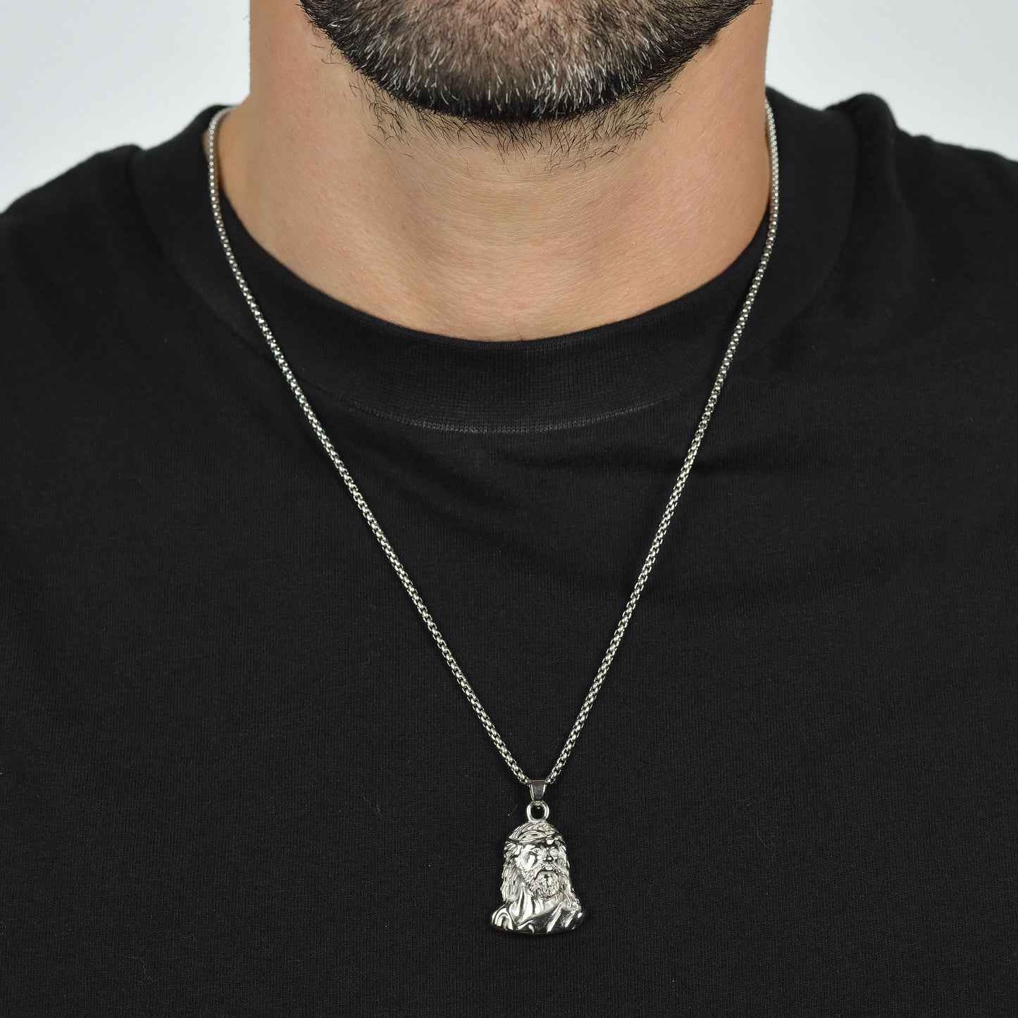 COLLANA UOMO IN ACCIAIO VOLTO SANTO
