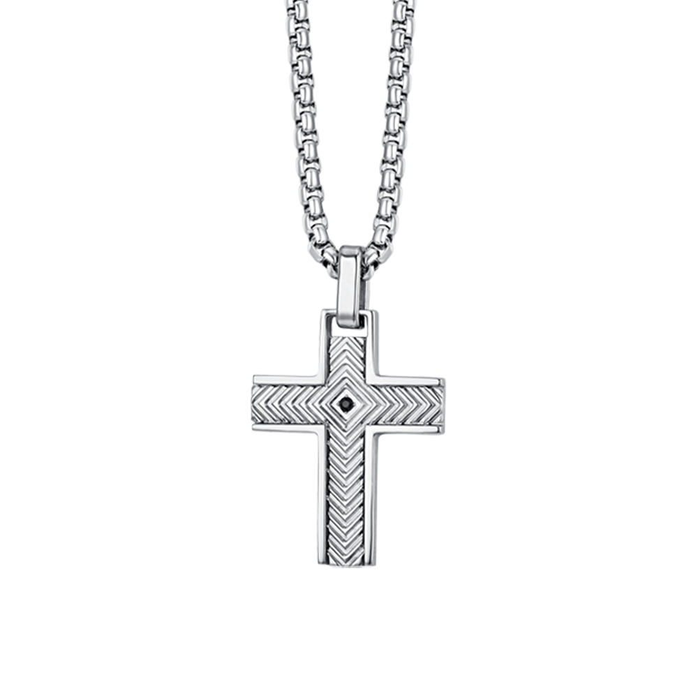 COLLANA UOMO IN ACCIAIO CON CROCE