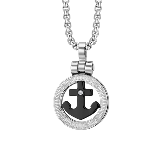 COLLANA UOMO IN ACCIAIO ANCORA IP NERO