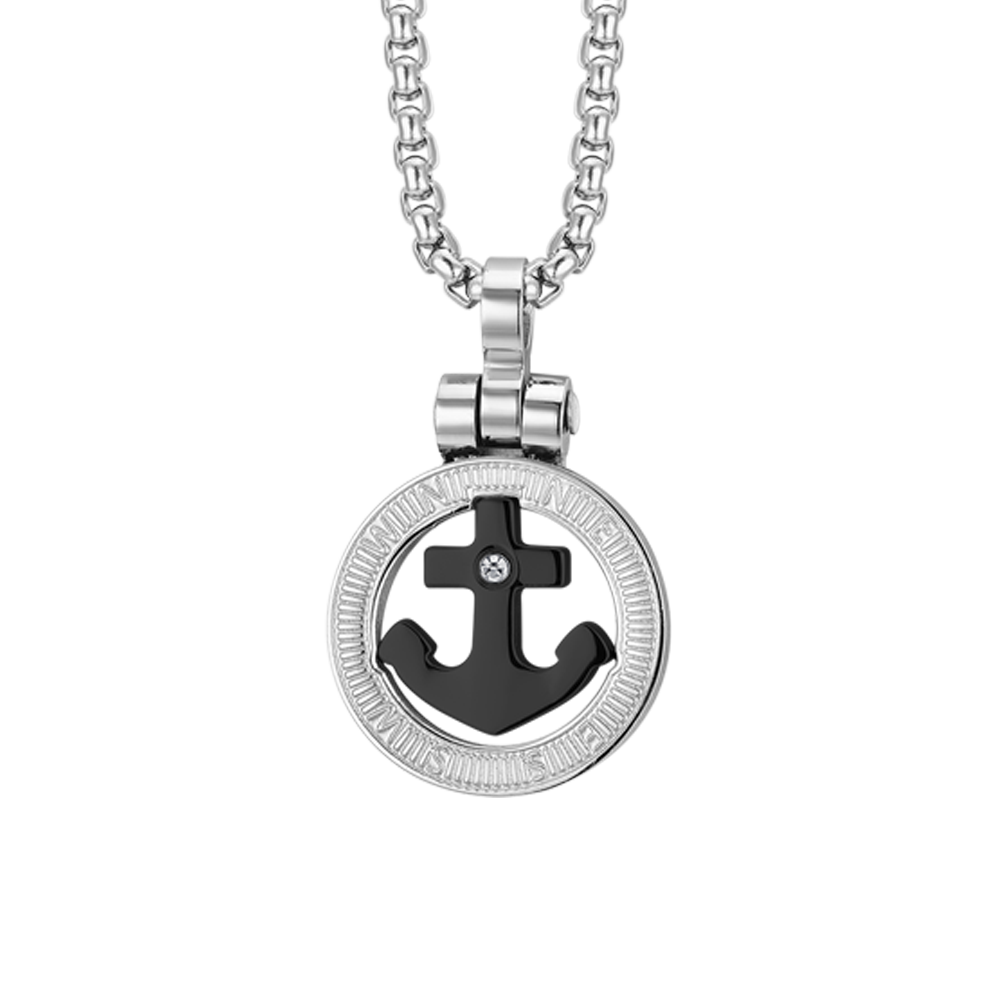 COLLANA UOMO IN ACCIAIO ANCORA IP NERO
