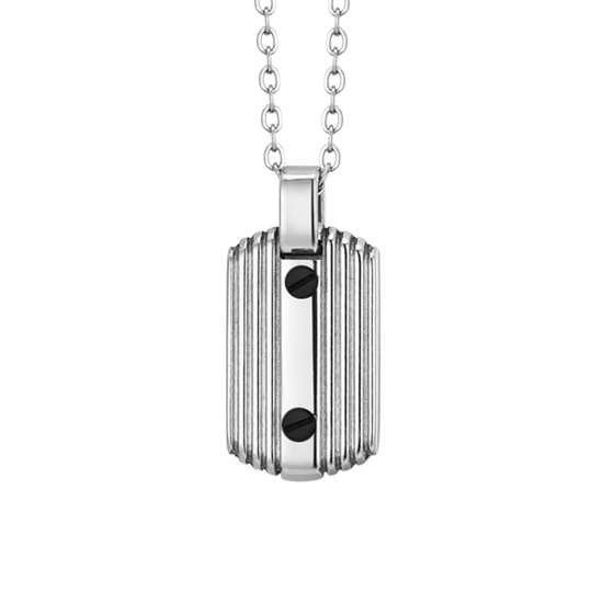 COLLANA UOMO IN ACCIAIO CON ELEMENTI NERI