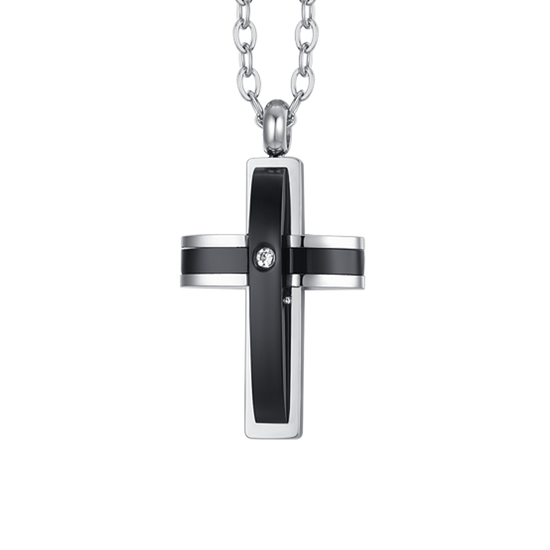 Collana Uomo Acciaio Con Ciondolo Croce - Regalo Compleanno, Catena Classica - Modello COU97 - Foto 3