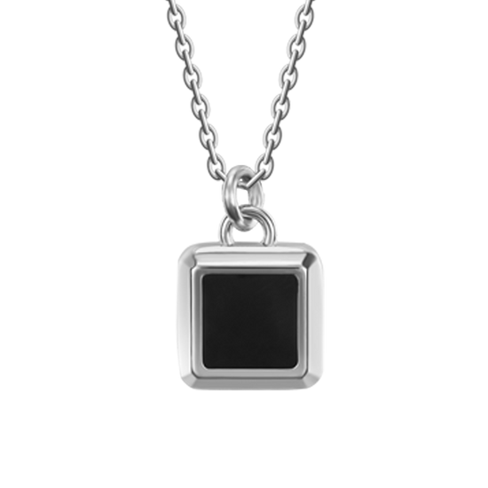 Carica immagine nella Galleria COLLANA UOMO IN ACCIAIO PIASTRA CON SMALTO NERO
