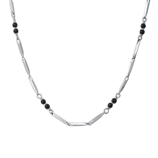 COLLANA UOMO IN ACCIAIO CON PIETRE AGATA