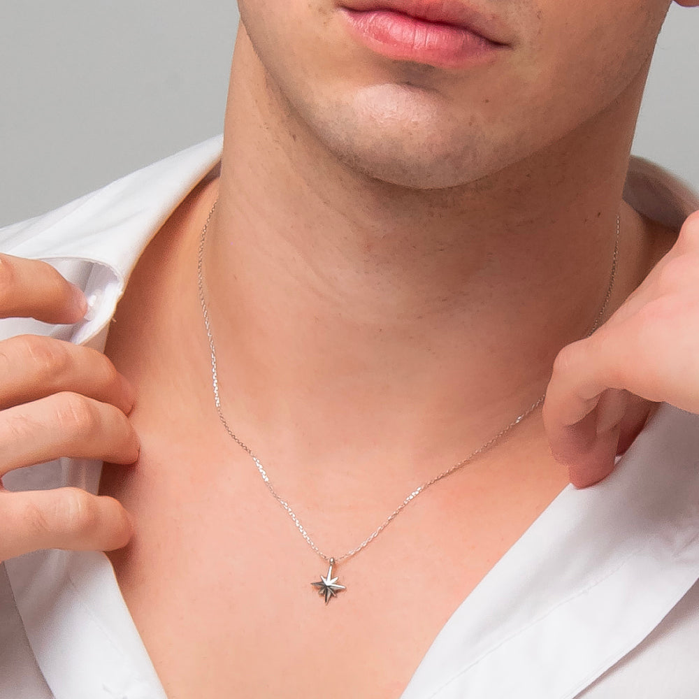 COLLIER POUR HOMME EN ACIER AVEC ROSE DES VENTS