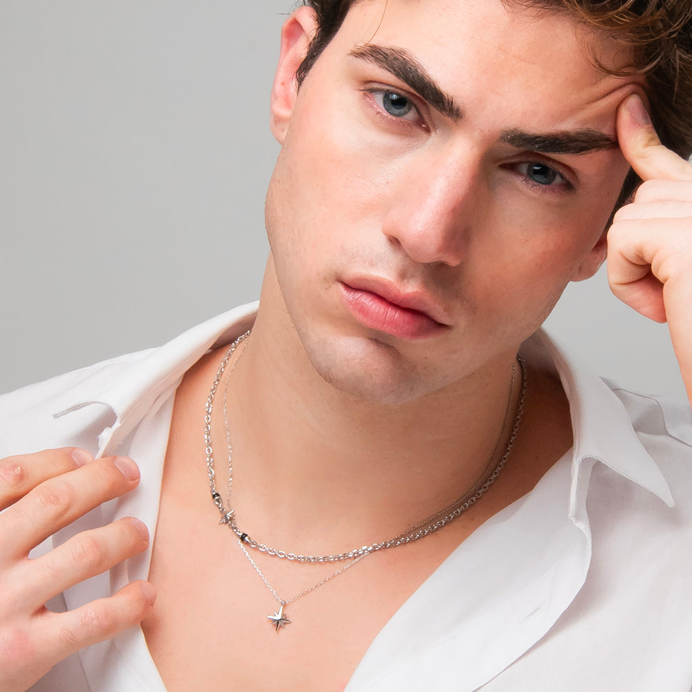 COLLIER POUR HOMME EN ACIER AVEC ROSE DES VENTS