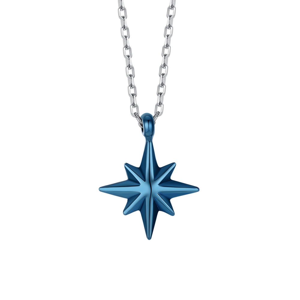 COLLANA UOMO IN ACCIAIO CON ROSA DEI VENTI IP BLU