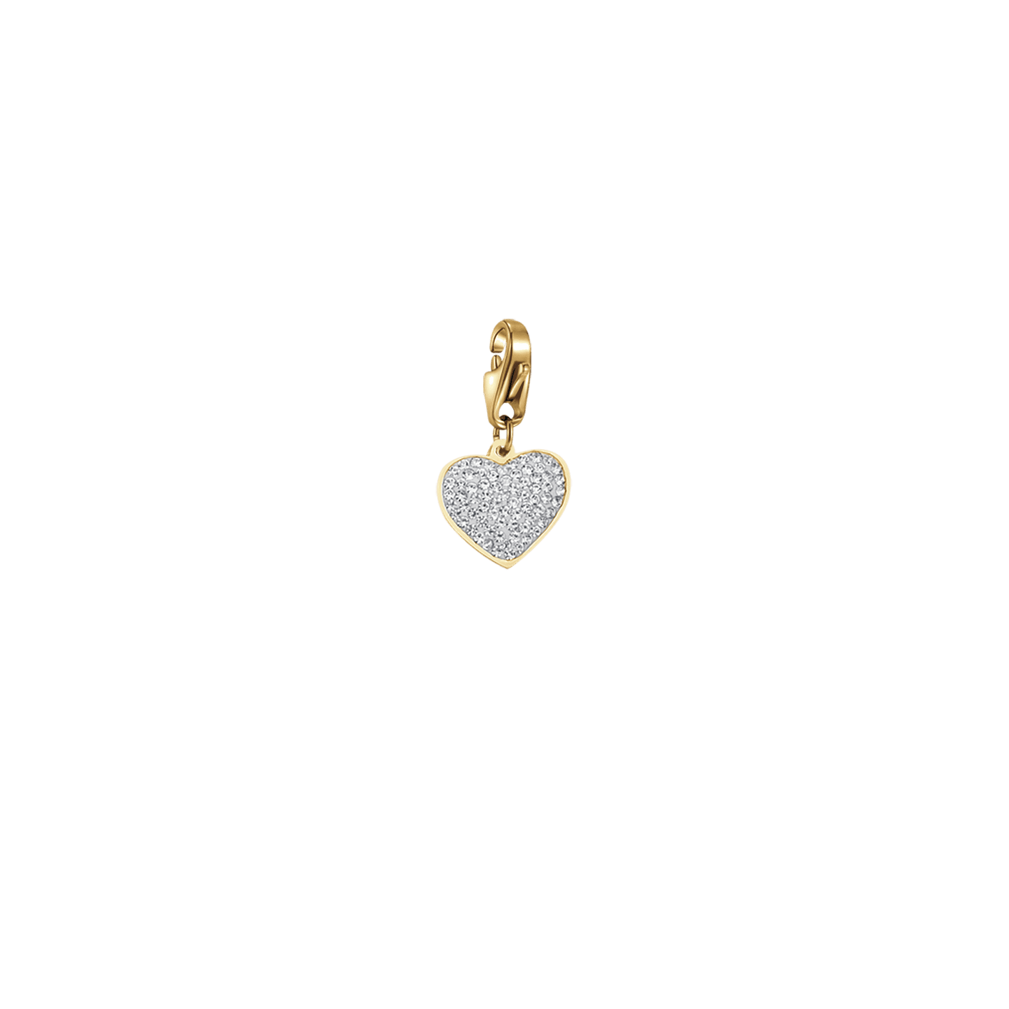 CHARM CUORE IN ACCIAIO IP GOLD CON CRISTALLI BIANCHI CON MOSCHETTONE
