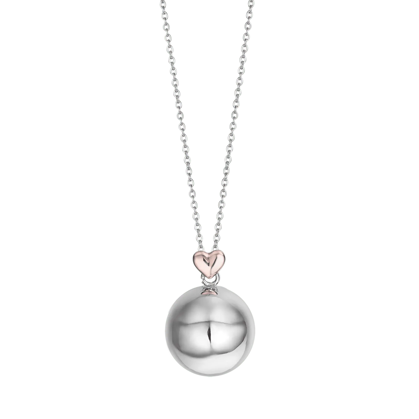 COLLANA CHIAMA ANGELI IN ACCIAIO, CIONDOLO IN METALLO CON CUORE ROSE'