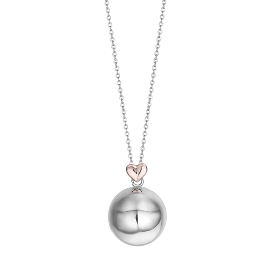 COLLANA CHIAMA ANGELI IN ACCIAIO, CIONDOLO IN METALLO CON CUORE ROSE'