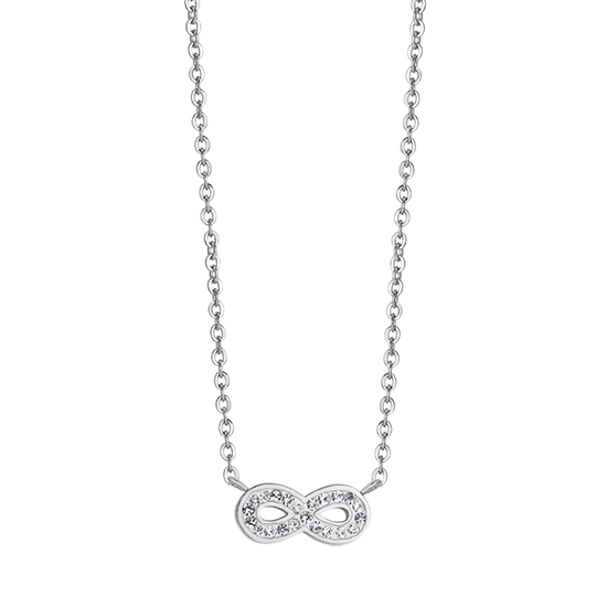 COLLANA DONNA IN ACCIAIO CON INFINITO E CRISTALLI BIANCHI
