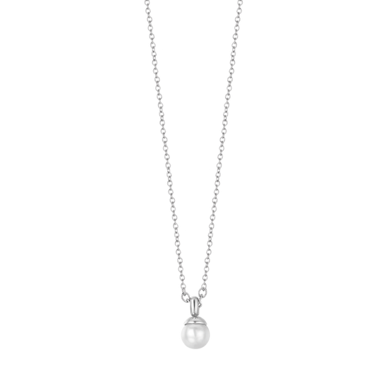 COLLANA DONNA IN ACCIAIO CON PERLE DA 4MM