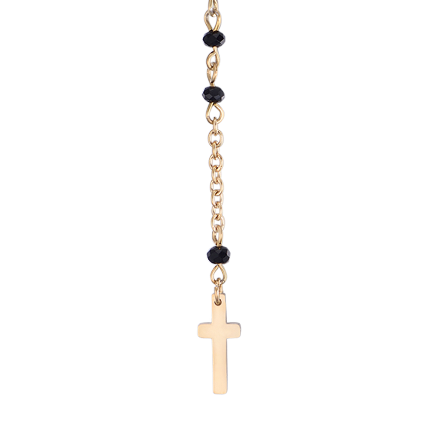 COLLANA DONNA ROSARIO IN ACCIAIO CON CRISTALLI NERI CON PENDENTE