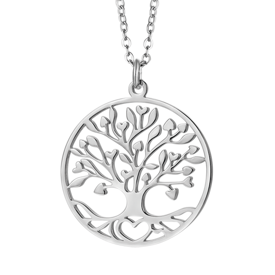 COLLANA DONNA LUNGA IN ACCIAIO CON ALBERO DELLA VITA