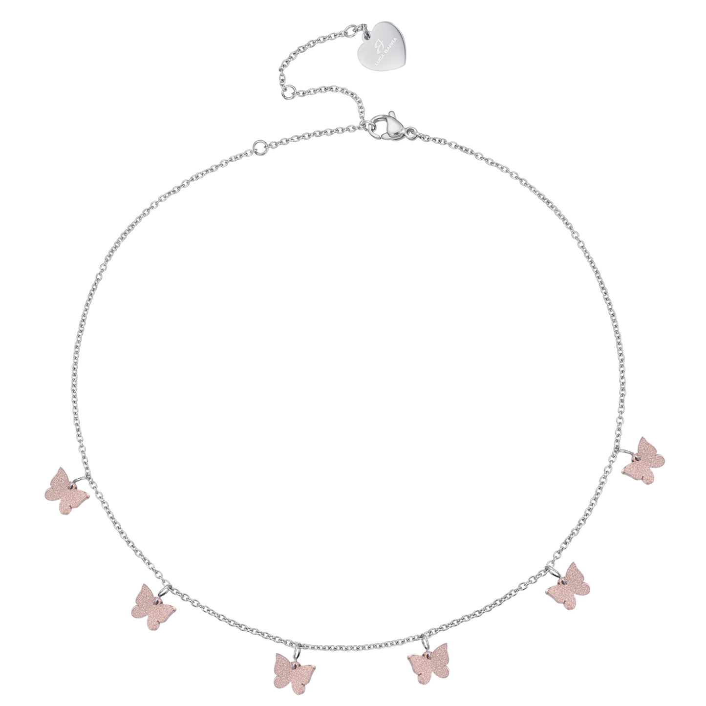 COLLANA IN ACCIAIO CON FARFALLE E GLITTER IP ROSE Luca Barra